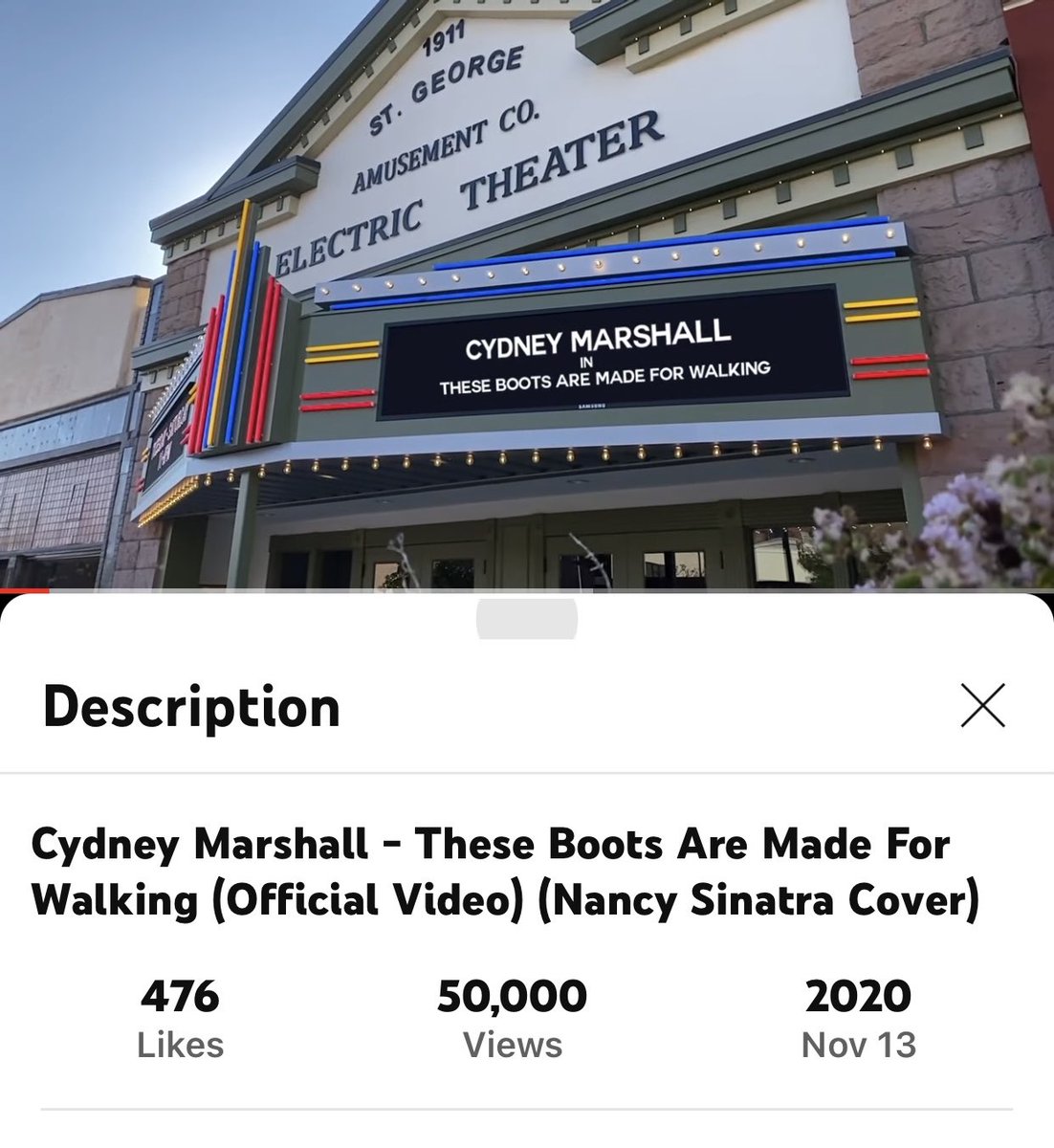 CydneyMarshall's tweet photo. One of my #cover #songs just hit 50,000 #views . I am #celebrating the #Milestone ! Thank you for all the #global support and all of you that left me #kind messages from #aroundtheworld . Much #love and #gratitude ❤️🙏 https://t.co/432ccqw8e9