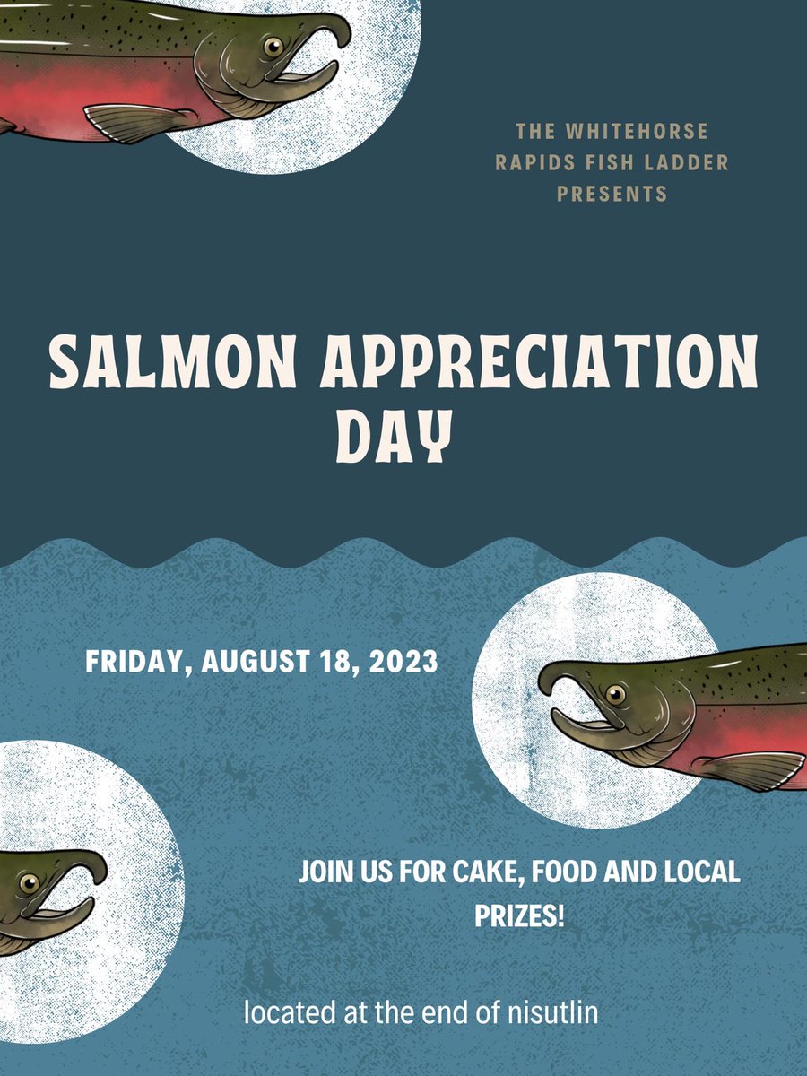 Salmon Appreciation Day! 
Celebrate the Chinook Salmon which provide so much to our lives and ecosystems in the Yukon!
Friday, August 18th from 12-4pm!
Whitehorse Fish Ladder 
We will have cake, snacks to share, door prizes!
You must be present at 4pm drawing for prizes to win!