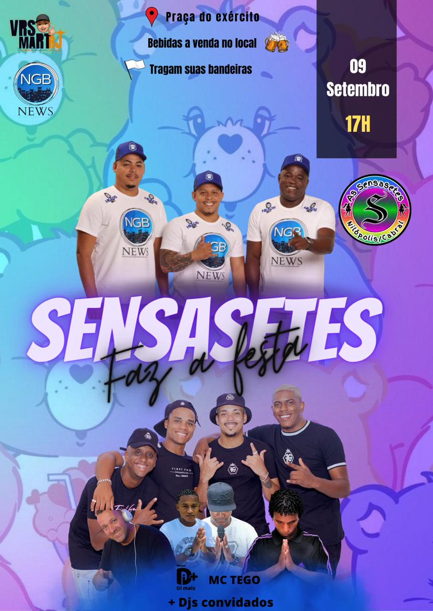 FLAY ATUALIZADO!! 🍻
Dia 9 de setembro é tudo com As Sensasetes!🧸🍭

Tragam suas bandeiras e divirtam-se!🥴