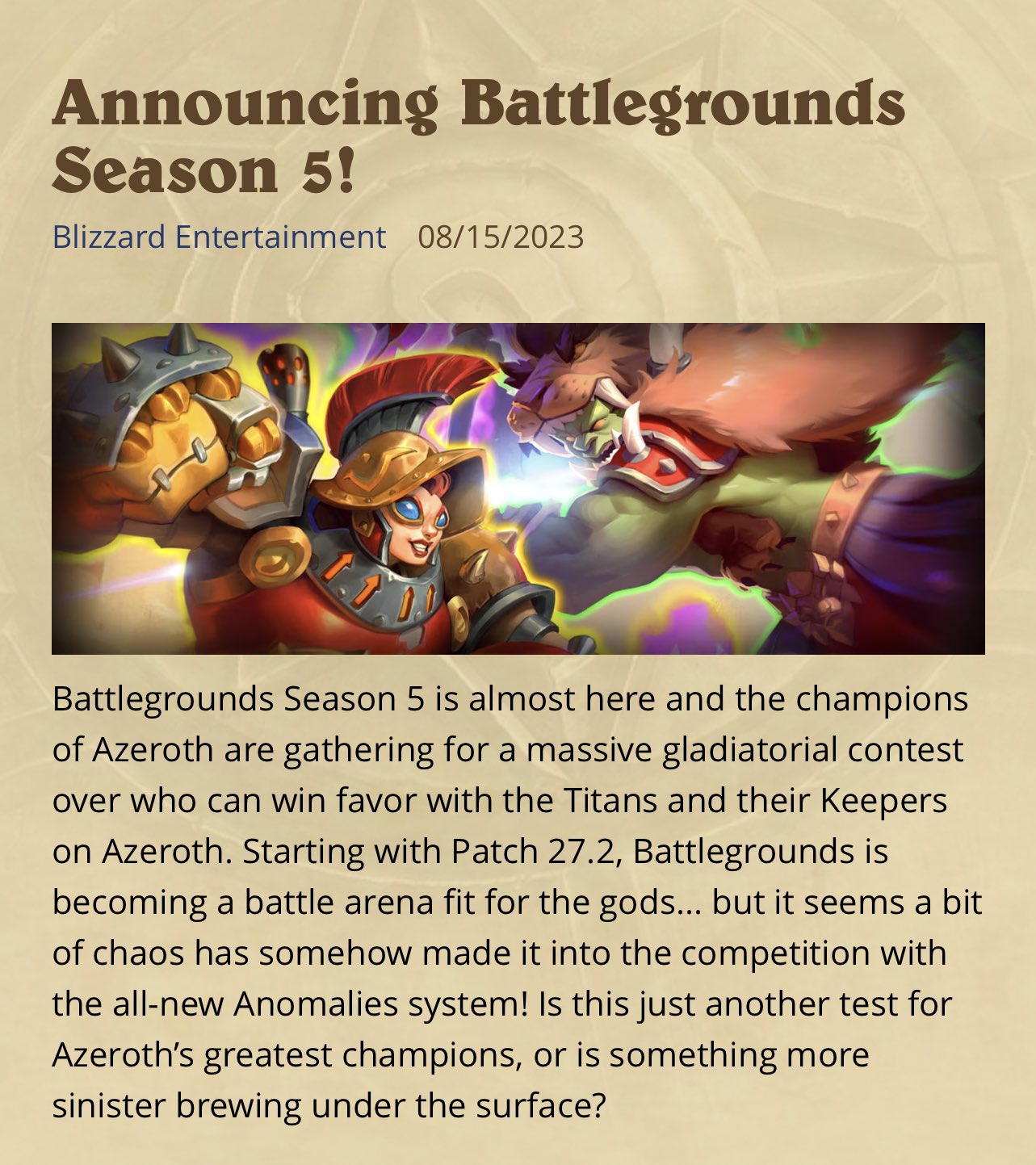 Announcing Battlegrounds Season 4! - Hearthstone