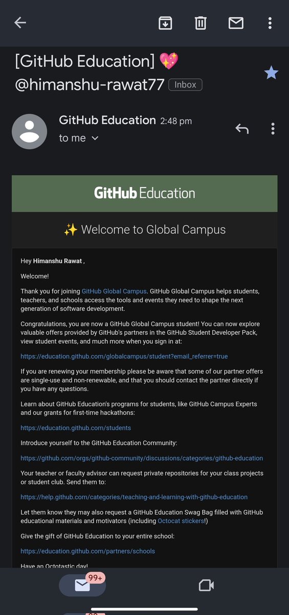 himanshurawatj's tweet image. 🙌 Big thanks to @_TauqeerAhmad for helping me grab the GitHub Student Developer Pack hassle-free! 🎉 Your support unlocked a treasure trove of coding resources. 
Special shoutout to @GitHubEducation, 
@juanpflores_, and @lasr21  too! 🙏 

#GitHubStudentPack
#CodingCommunity