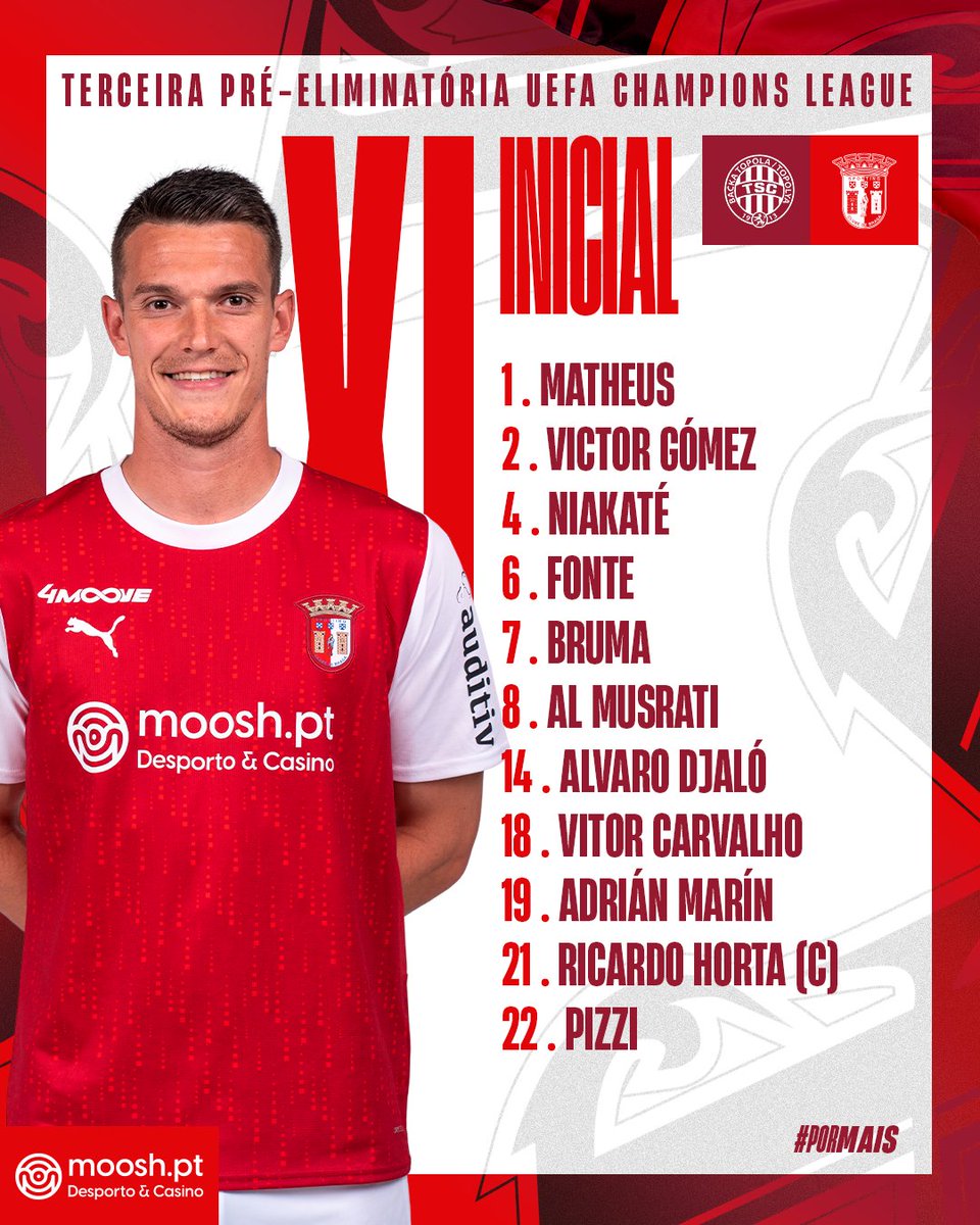 📋 | 11 INICIAL - LINE UP

É com estes que vamos à luta ⚔

#UCL | #TSCBTSCB