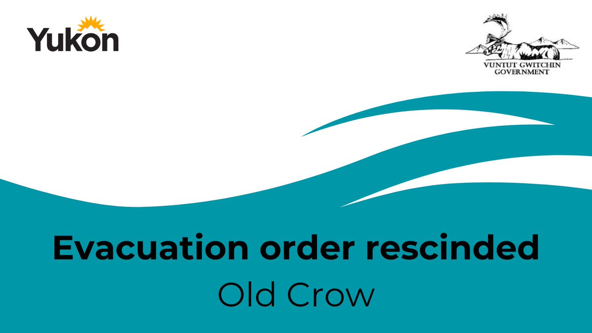 The Evacuation Order, issued by the Vuntut Gwitchin Government and supported by the Government of Yukon on August 9, 2023, for Old Crow, has been rescinded. Read more: yukon.ca/en/old-crow-ev…
