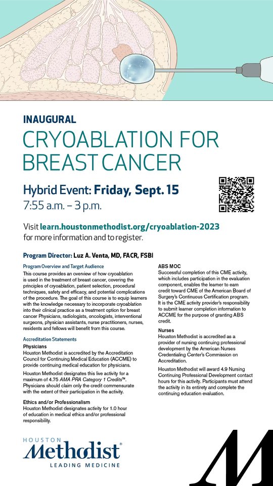 Excited about this CME @MethodistHosp 

#breastcancer #breastimaging 
#interventionalradiology #breastcancertherapy #breastcancertreatment