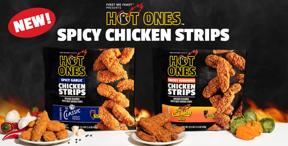 PRNCnsmr's tweet photo. Partnering with @johnsoulesfoods &amp; FoodStory Brands, @firstwefeast's #HotOnes debuts spicy chicken strips that match the authentic Hot Ones sauces made famous on the show!🌶️
See more here: https://t.co/w1mNlzD3y6 https://t.co/bRSON8rY3G