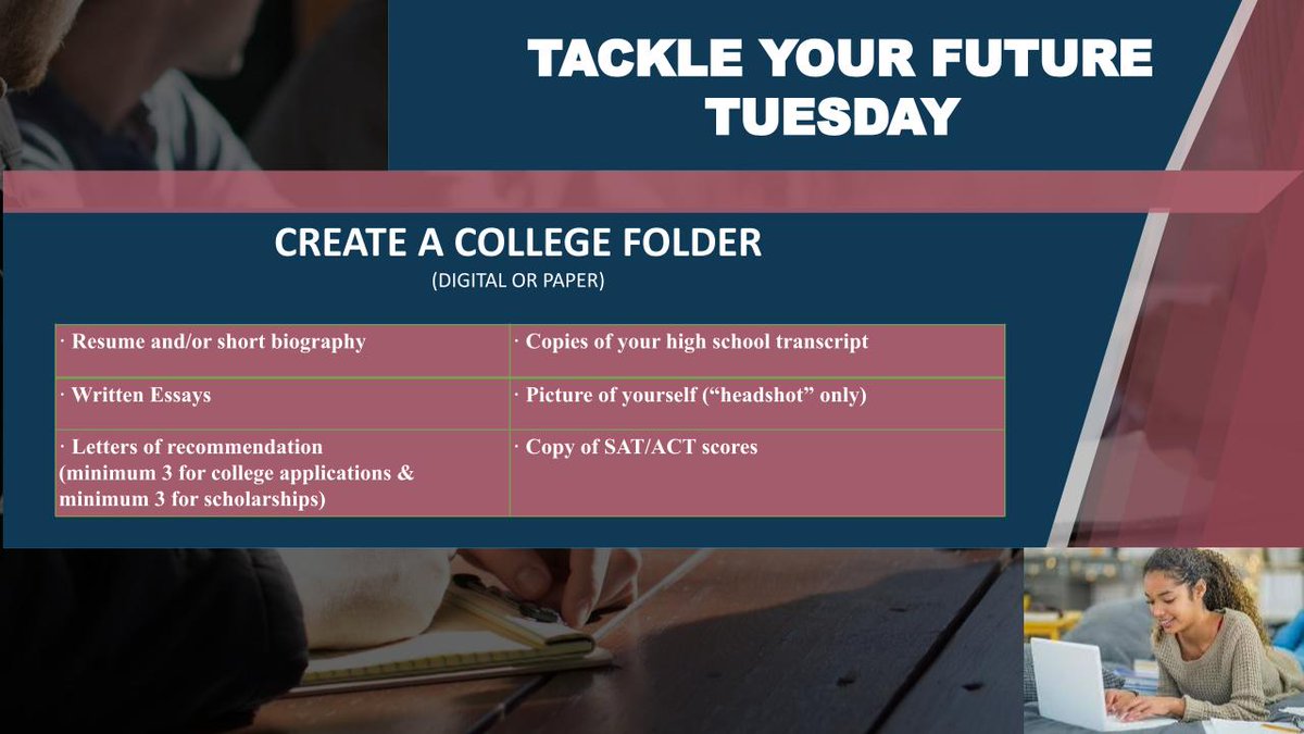 ArlingtonHigh's tweet photo. Happy Tackle Your Future Tuesday #classof2024 seniors! Keep all of your application needs organized and easily accessible with a college folder.

Questions? Contact your school counselor or the guidance and counseling office by ☎️ at 682-867-7534. https://t.co/CnBJ78AtXo