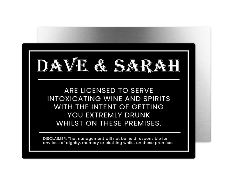 Personalise your very own Home Bar License Sign with a touch of humour! Available in 3 sizes. To purchase yours, visit beeyoutifulgifts.co.uk/products/perso… 🖱️ #FunnyHomeBarSign #LicenseSign #MetalSign #ManCave #Pub #Shed #HomePub #HomeBar #Splashio #BeeyoutifulGifts