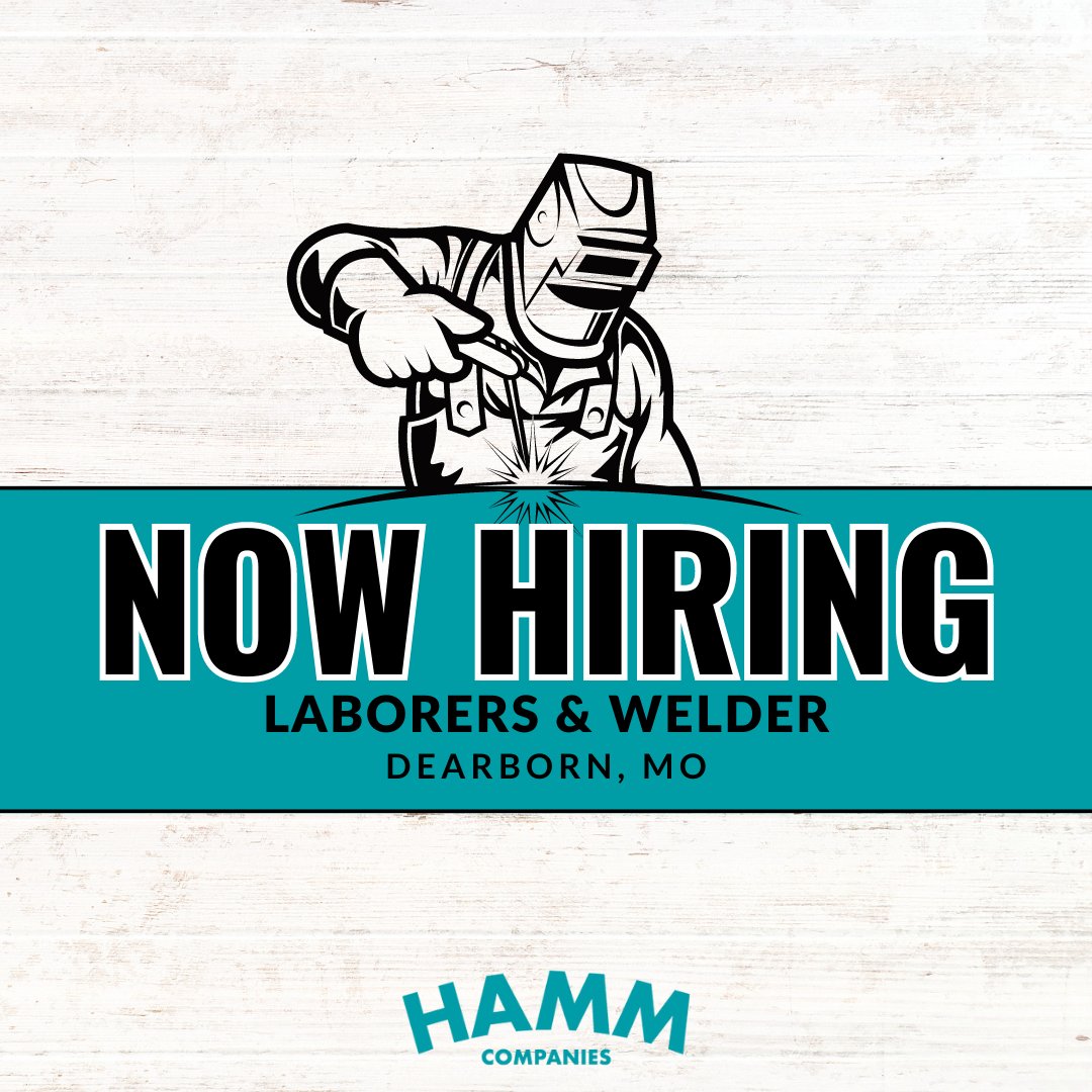HammCompanies's tweet photo. We are hiring! Our crew in Dearborn, MO is looking to add laborers and a welder to the team. To learn more and apply, visit us online: https://t.co/pRCPJy921f #MOJobs #Hiring https://t.co/KPiOynfCzE