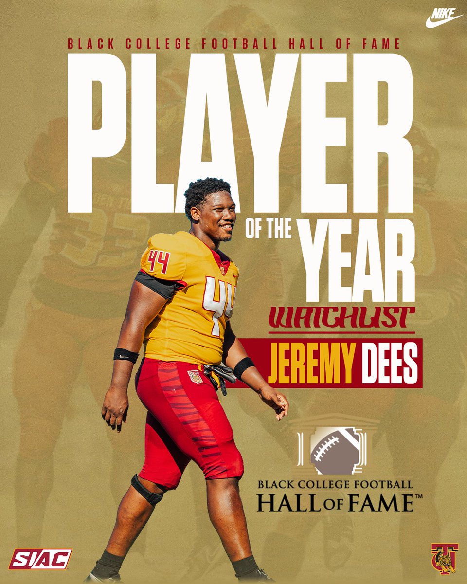 SkegeeFootball's tweet photo. Tuskegee Trio Selected to Black College Football Player of the Year Award Watchlist
Congrats to Zelly Aldridge, Jeremy Dees, and Ryan Duff!
📰 https://t.co/bij9VAdMAx
#TuskegeeAthletics I #SIAC #BCFBHOF l #HBCU https://t.co/VafQtjGC4R