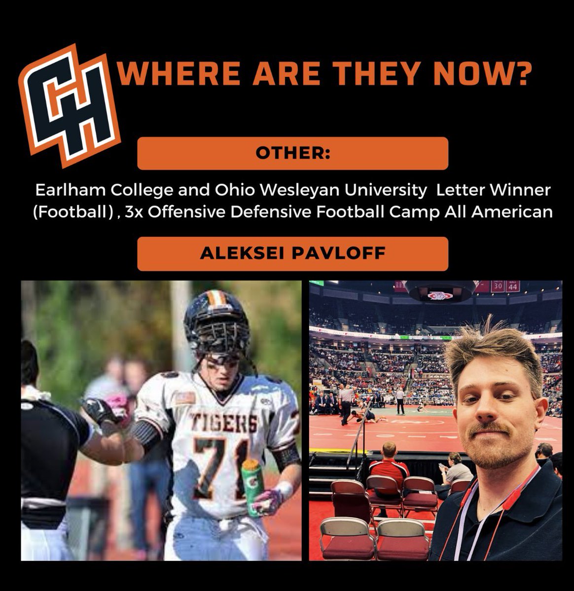 Today’s Where Are They Now Wednesday spotlight is on former CHHS Athlete Aleksei Pavloff! Please click on the pictures below to learn more about Aleksei! #onceatigeralwaysatiger