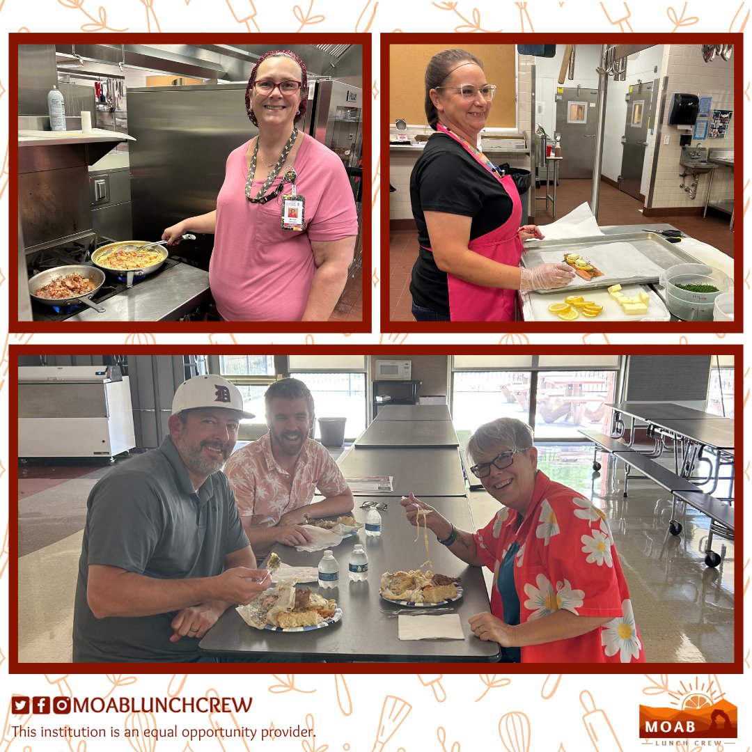 moablunchcrew's tweet photo. Throwback to our Nutrition Team Training! 🧑‍🍳 We prepared a delicious lunch for our Administrative Team and learned many culinary skills along the way. 🍽

@grand_district #MoabUT #MoabUtah #MoabCity #Moab #UTSchools #GrandCounty https://t.co/HK3oIMuH1p