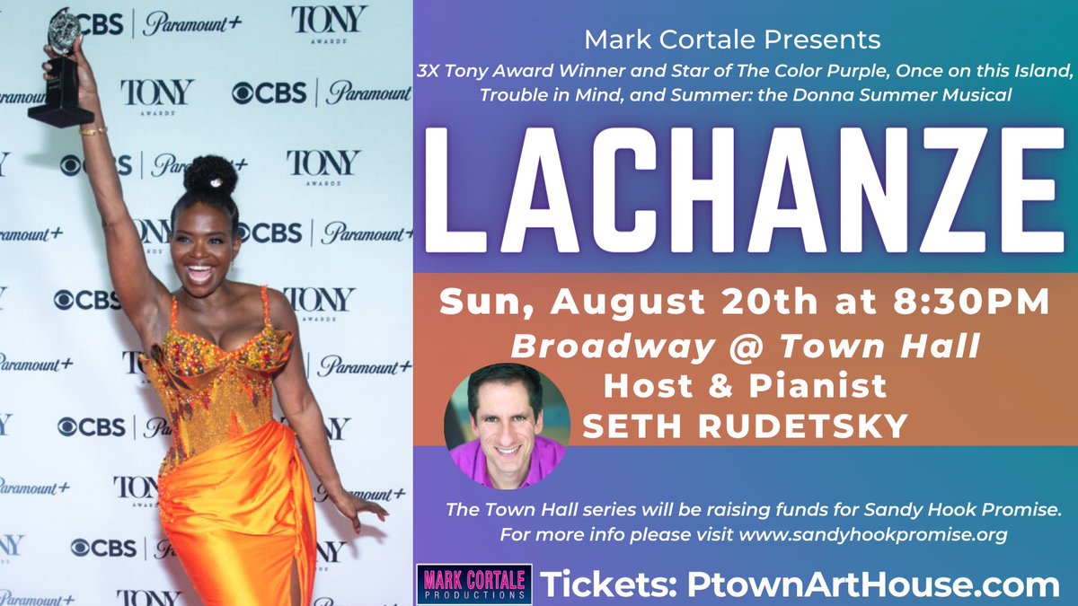 Actor-Producer LaChanze has added a hyphen and TWO Tony awards! And her Town Hall concert with SiriusXM’s Seth Rudetsky is going to be 🎶Too Beautiful for Words🎶
Get your tickets now at ptownarthouse.com

@laChanze <a href="/SethRudetsky/">Seth Rudetsky he/him</a> <a href="/MarkCortale/">Mark Cortale</a> @ptownarthouse