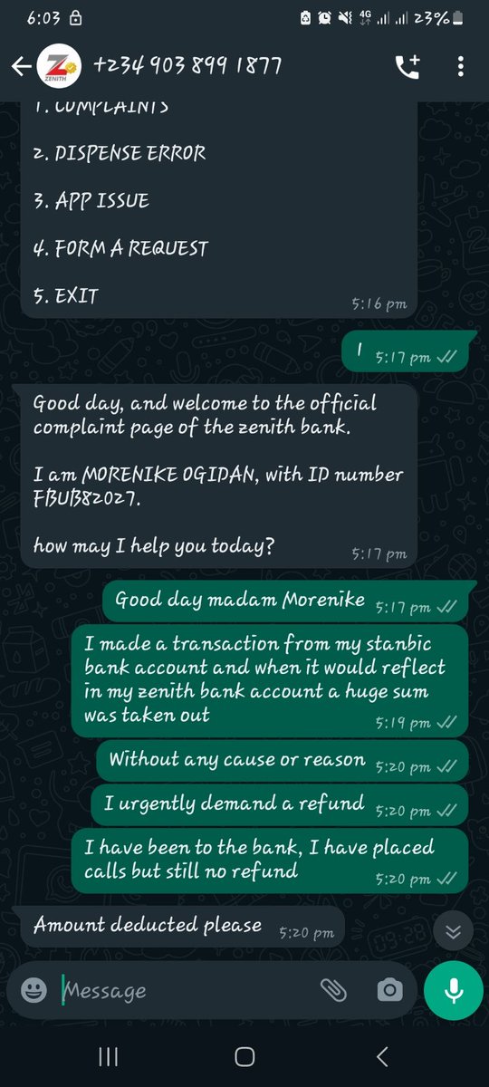 aifyfay's tweet photo. @Zenlthbank_cfc General notice to the public this is a scam response team claiming to be @ZenithBank do not fall prey.

The moment they tell you to send the last digits of your atm and the the pin run away.

No bank will ask you for those details

@instablog9ja @cenbank  @SaharaReporters https://t.co/FWZn9GDuKL