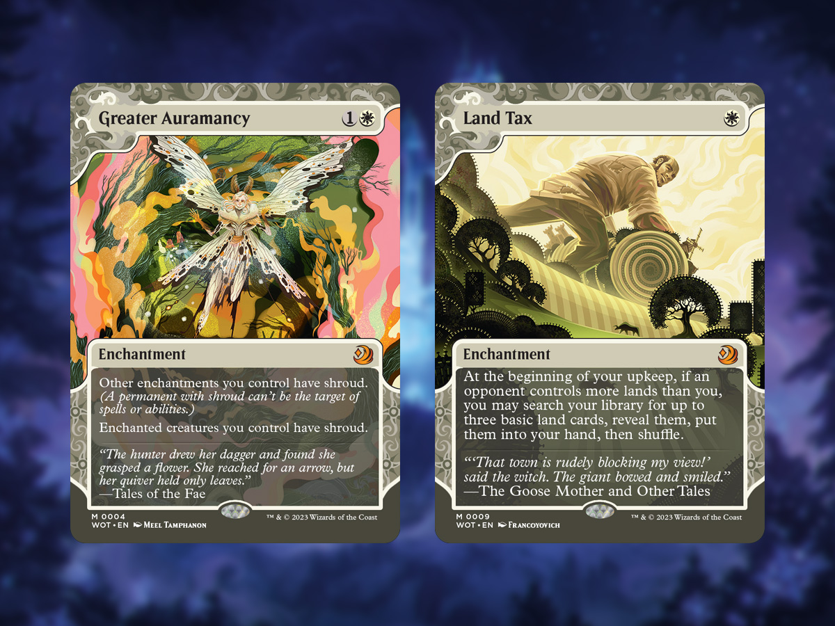 With #MTGEldraine, every pack contains a card from the Enchanting Tales  bonus sheet. Classic enchantments from the past, with a fresh storybook  look.