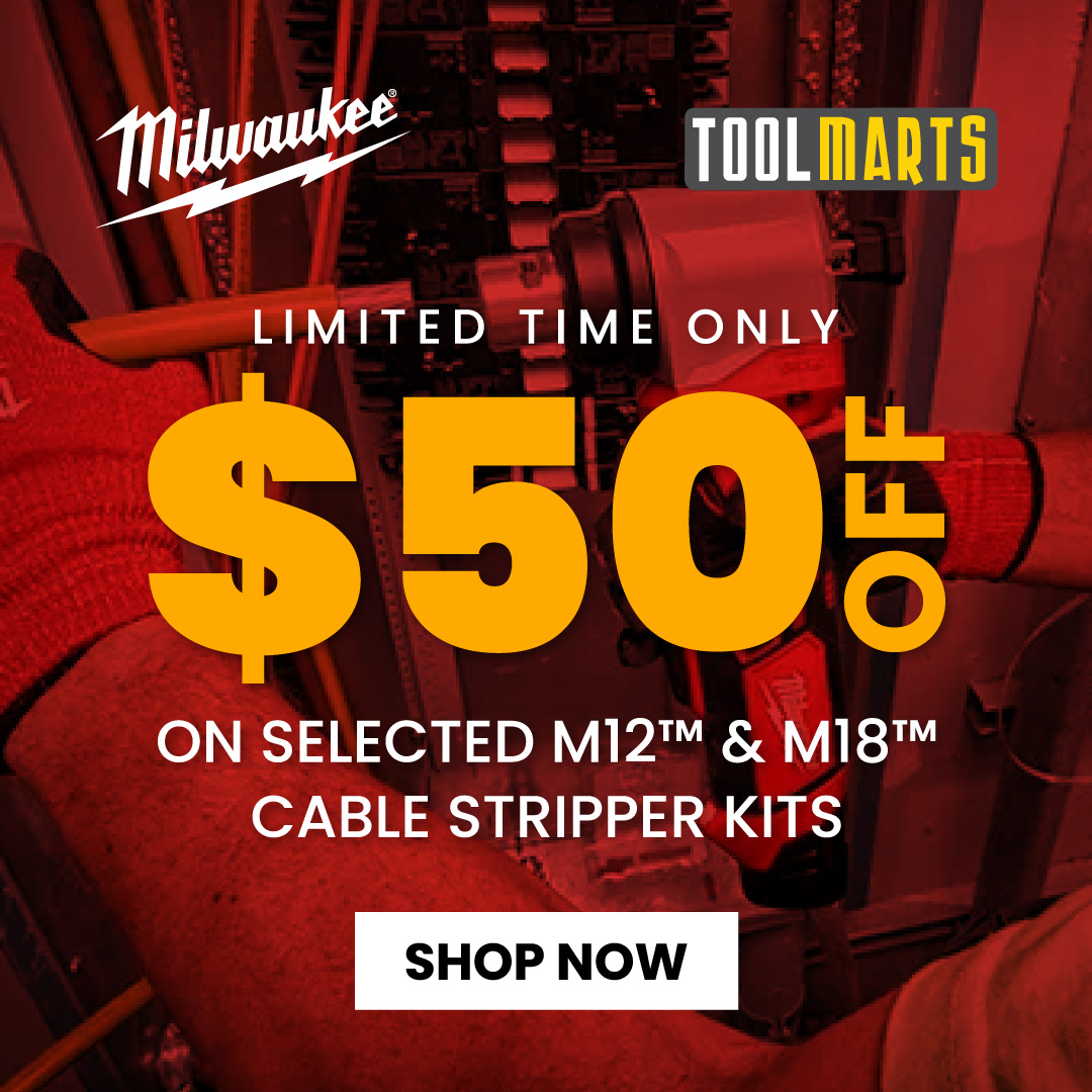 tool_marts's tweet photo. MILWAUKEE - Strip the Price, Not Your Cables: Get $50 OFF Select M12 &amp; M18 Cable Stripper Kits
$50 OFF selected M12 &amp; M18 Cable Stripper Kits
Limited-time offer: Upgrade your toolkit now!

Link to shop: https://t.co/vC5QStrhdj
#MILWAUKEE #MAKITA #Woodworking #DEWALT #STABILA https://t.co/U8dyHL8Ulw