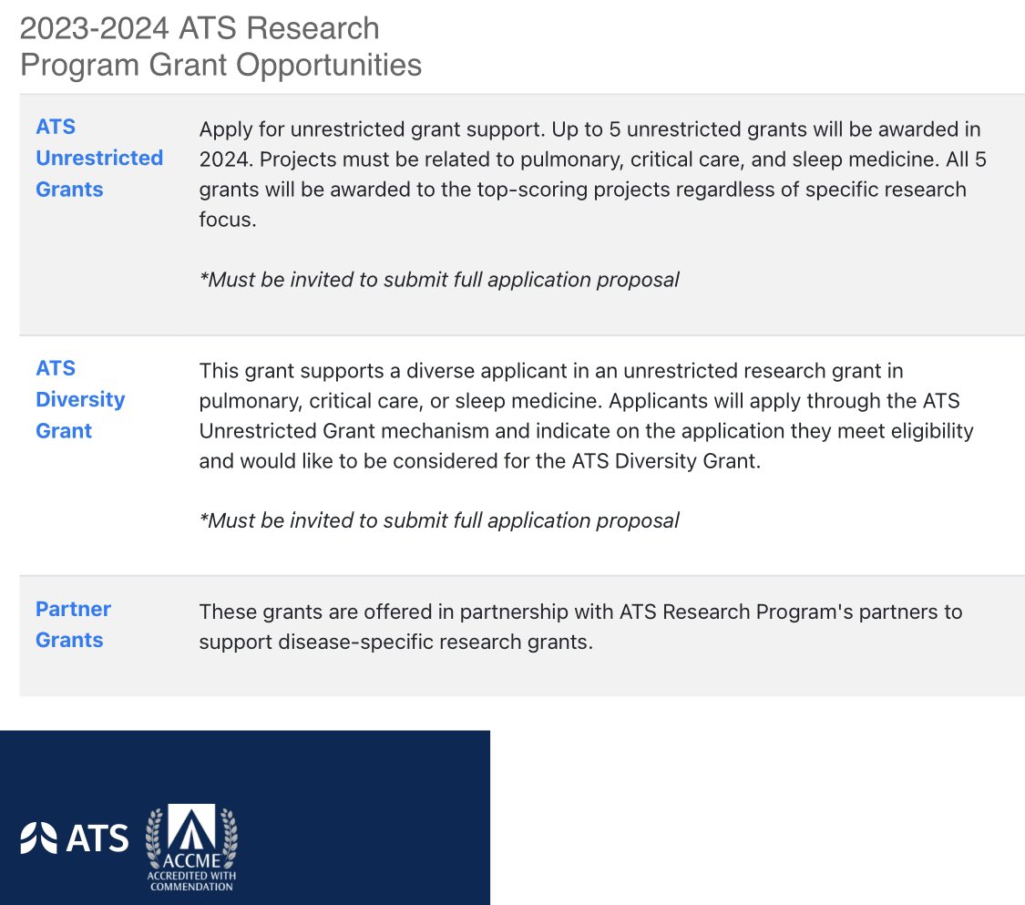 🚨🚨 PSA: LOI deadline for @atscommunity grants is on September 11, 2023: research.thoracic.org/grants/ @ATS_Assemblies @atsearlycareer @ATS_BSHSR @ATS_RCMB @ATSCritCare @ATS_EOPH