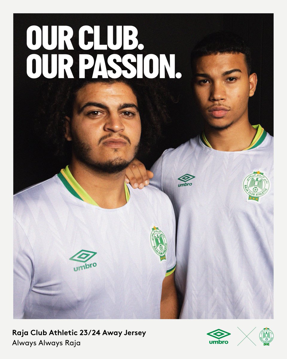 umbro's tweet photo. Our Club. Our Passion.

The @RCAofficiel 23/24 Home, Away &amp; Third jerseys. Always Always Raja 🟢⚪️.

#Umbro #DimaRaja #ThisIsOurGame https://t.co/PMyd8fWfS6