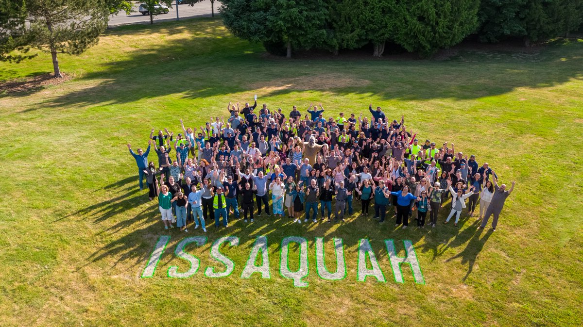 Welcome to Issaquah, where the trails are long, the salmon spawn and Sasquatch roams. 

Needed a drone to capture all our staff celebrating #CityHallSelfie Day this year. 

#LegendaryIssaquah 
<a href="/ELGL50/">ELGL: Engaging Local Government Leaders</a>