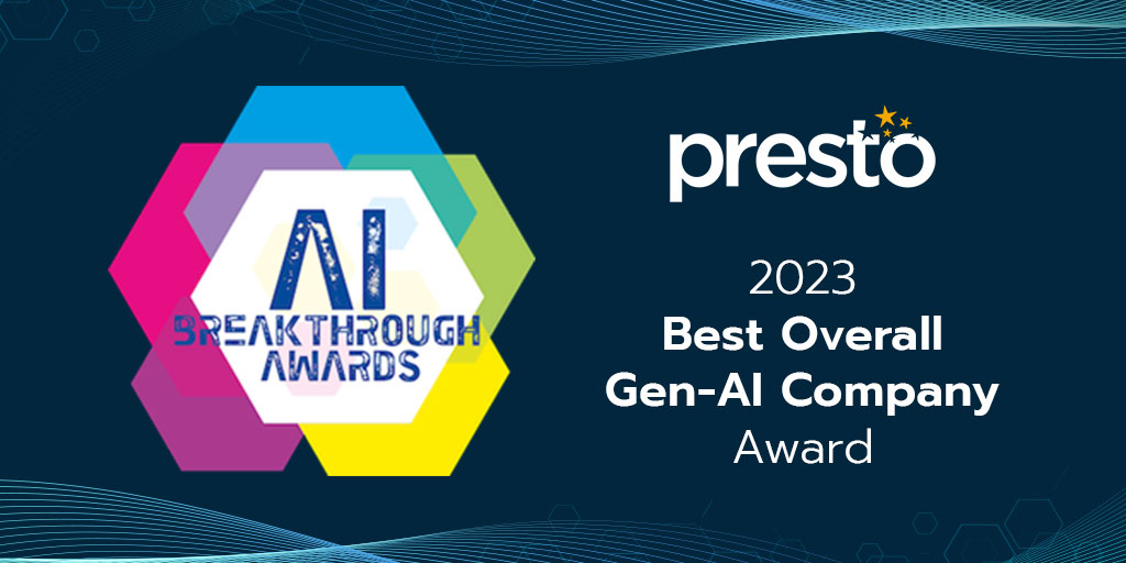 We are honored to receive the 2023 AI Breakthrough Award for "Best Overall Gen-AI Company"! Our AI voice assistant for the drive-thru is an immediate actionable application of #GenerativeAI in the enterprise.
aibreakthroughawards.com/2023-winners/
#drivethrutechnology #restaurantoperators $PRST