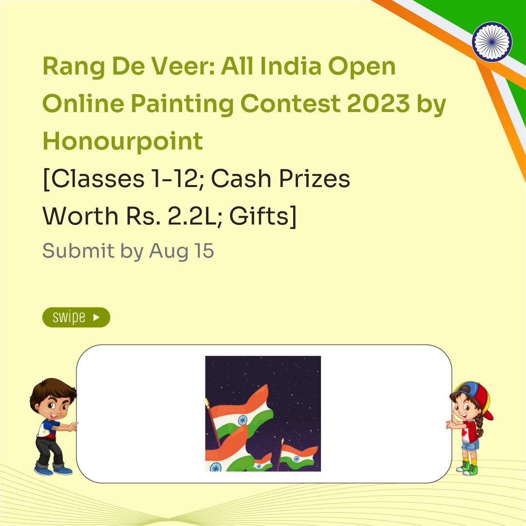 noticebard's tweet photo. A very Happy Independence Day from NoticeBard to all of you!

Let's celebrate this pious occasion by participating in 2 really exciting contests with their themes centred around this special day.

Visit https://t.co/Bp22hN87kt to read about them in detail.

Enjoy! 🇮🇳 https://t.co/I4EzEDc394