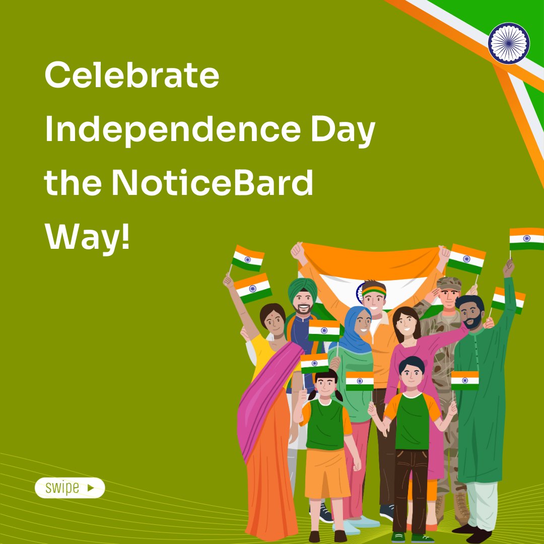 noticebard's tweet photo. A very Happy Independence Day from NoticeBard to all of you!

Let's celebrate this pious occasion by participating in 2 really exciting contests with their themes centred around this special day.

Visit https://t.co/Bp22hN87kt to read about them in detail.

Enjoy! 🇮🇳 https://t.co/I4EzEDc394