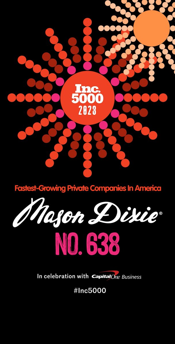 We’re so excited to share that Mason Dixie Foods is No. 638 on this year’s #Inc5000 list of fastest-growing private companies in America! 🎉
Big shout-out to you, our Mason Dixie Family, for helping us clean-up the frozen food aisle for good!
inc.com/profile/mason-…