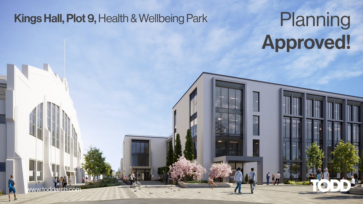 Planning for Kings Hall Plot 9 has been approved! The next phase in the development of the Kings Hall Health and Wellbeing Park will include two, three and four-storey blocks optimised to meet the market requirements for medical health uses at the site. 
#DesignedbyTODD