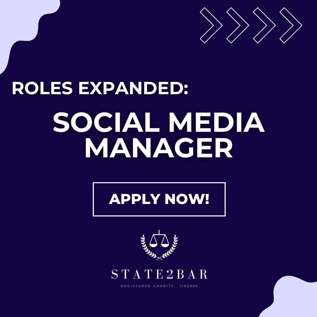 State2Bar's tweet image. More information on a role we're recruiting for - Social Media Manager!  

#recruitment #socialmobility #socialmediamanager