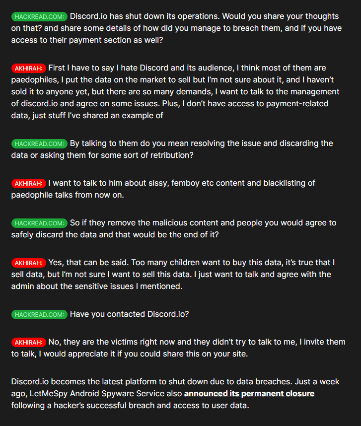 S4vitar's tweet image. Al parecer la plataforma de Discord ha sido hackeada a través de un agente de soporte, exponiendo datos privados de más de 760.000 usuarios.

El incidente ha sido revelado cuando un individuo bajo el seudónimo Akhirah, ha puesto en subasta un paquete con información de Discord en…