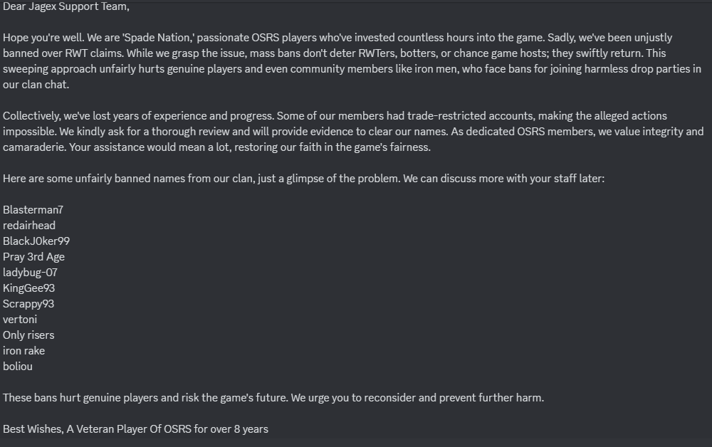 OssGames0_0's tweet photo. Urgent Appeal for Unjust Bans: Restoring Fairness to OSRS Community
@Jagex 
@JagexSupport 
#faseban #osrsappeal #osrsgamer #innocentplayers #unjustban https://t.co/MBWPMTykNG