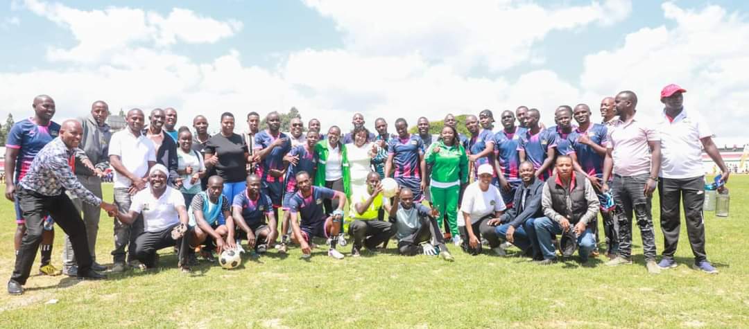 Nyandarua County football team has thrashed a combined team of the Inter-Governmental Relations Technical Committee 6-0 in the opening thriller at the Kip Keino stadium in Eldoret.