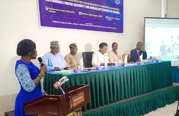 ubmagashi's tweet photo. Workshop on improving Groundwater Governance towards achieving sustainable water security for human settlements in Nigeria, organised by the UNESCO Regional Office in collaboration with NWRI held at Rockview Hotel Wuse Abuja on Tues 15th August 2023. https://t.co/fsAOrcSgQ2