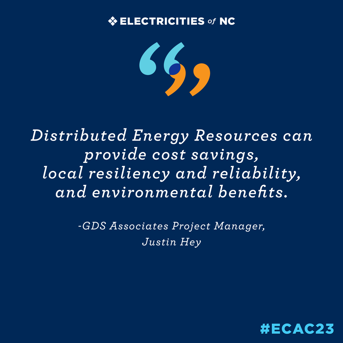 ElectriCitiesNC's tweet photo. The technology #PublicPower customers have access to is evolving every day. 🌐 
Justin Hey of @GDSassociates taught us how incorporating ease of interconnection into your planning process &amp; sending the right price signals can provide overall electric system benefits.
#ECAC23 https://t.co/Rc2wNPAwCw
