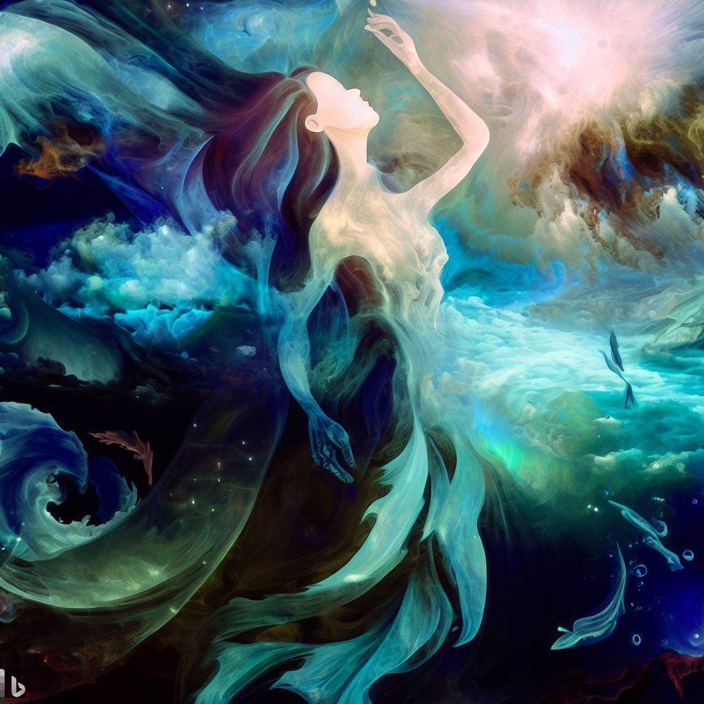 pedrocarvalhoTW's tweet photo. 🤖 Prompt: ser femenino majestuoso en forma de sirena nadando en las profundidades de un océano fantástico y multidimensional rodeada de criaturas enigmáticas y maravillosas. 

#CreatividadComputacional. 
#AIart #AIArtworks #IA #ArteIA https://t.co/XqOuJYR2Qa