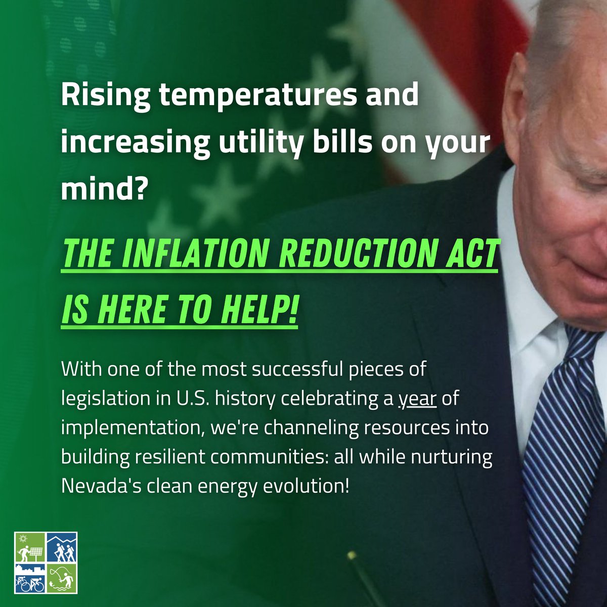 NVconservation's tweet image. 🎊 Nevada is celebrating a year of #ClimateProgress! 🌍 The #InflationReductionAct has ignited a clean energy boom with $9.14B invested and 11.5K new jobs. Thanks to @POTUS Nevadans are benefiting, from lower energy bills to tax credits!