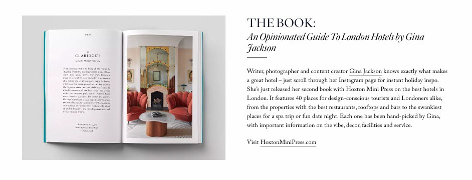 ginagoesto's tweet photo. Woke up to a lovely mention for my new book ‘London Hotels’ in @SheerLuxe today! 

Read the full feature here: https://t.co/8E7rWEquv2 https://t.co/T3cLcVTz0X