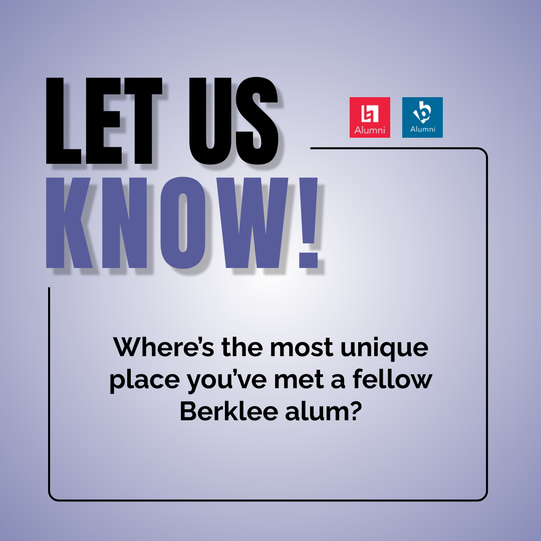 Where’s the most random/unique place you’ve met a fellow Berklee alum? Share some of your responses for a chance to be featured in our September newsletter. 

Link: ow.ly/kSes50Pzsmn