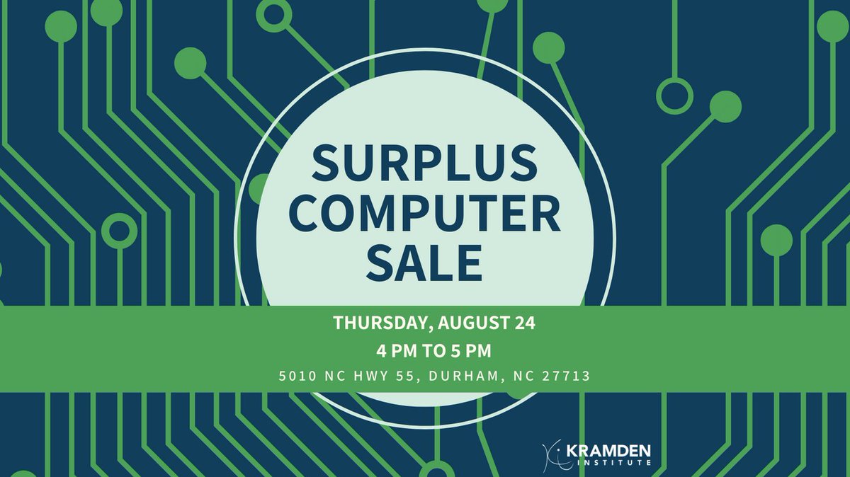 Kramden's tweet photo. The next sale of surplus computer equipment will be Thursday, August 24, from 4 p.m. - 5 p.m. All proceeds benefit Kramden's programs. See https://t.co/PakOAv67yD for details.
#kramden #gettech #digitalinclusion https://t.co/rF0ScW5av3