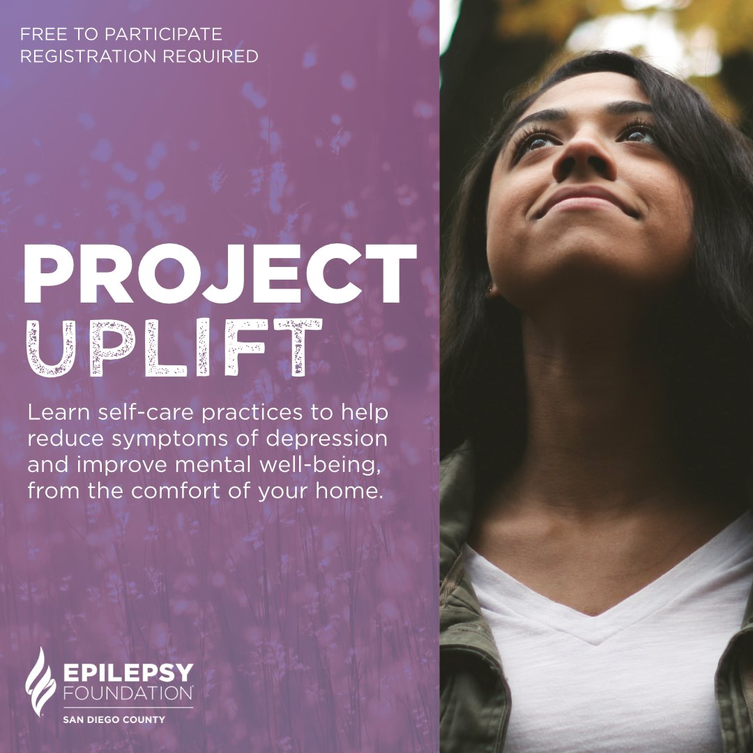 EpilepsySD's tweet image. The next session of our free #ProjectUPLIFT program takes place 6-7 p.m. on Mondays, Sept 25–Nov 13, 2023. If you&apos;re an adult living with #epilepsy &amp;amp; struggling w/ depression, please reach out today: epilepsysandiego.org/project-uplift/

#EpilepsySD #EpilepsySupport #MentalWellness #SelfCare
