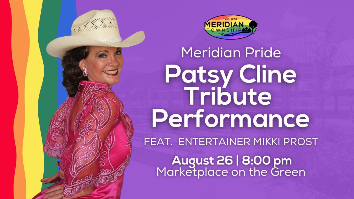 meridiantwp's tweet image. Dance and sing along to Patsy Cline hits at Meridian Pride on Saturday, August 26, at 8:00 pm at Marketplace on the Green (1995 Central Park Drive)!

For more information, visit: meridian.mi.us/MeridianPride! 

#MeridianPride #MeridianTownship #Haslett #Okemos #APrimeCommunity