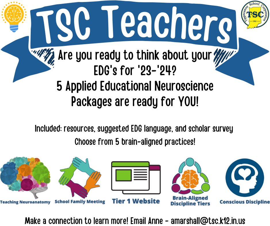 Welcome Back, #TSCSchools! @TSCBrainBrigade is excited to once again offer brain-aligned EDG opportunities. *Note our newest package! Make a connection with questions. Sign up today & share with your colleagues! 🧠🫶🏼