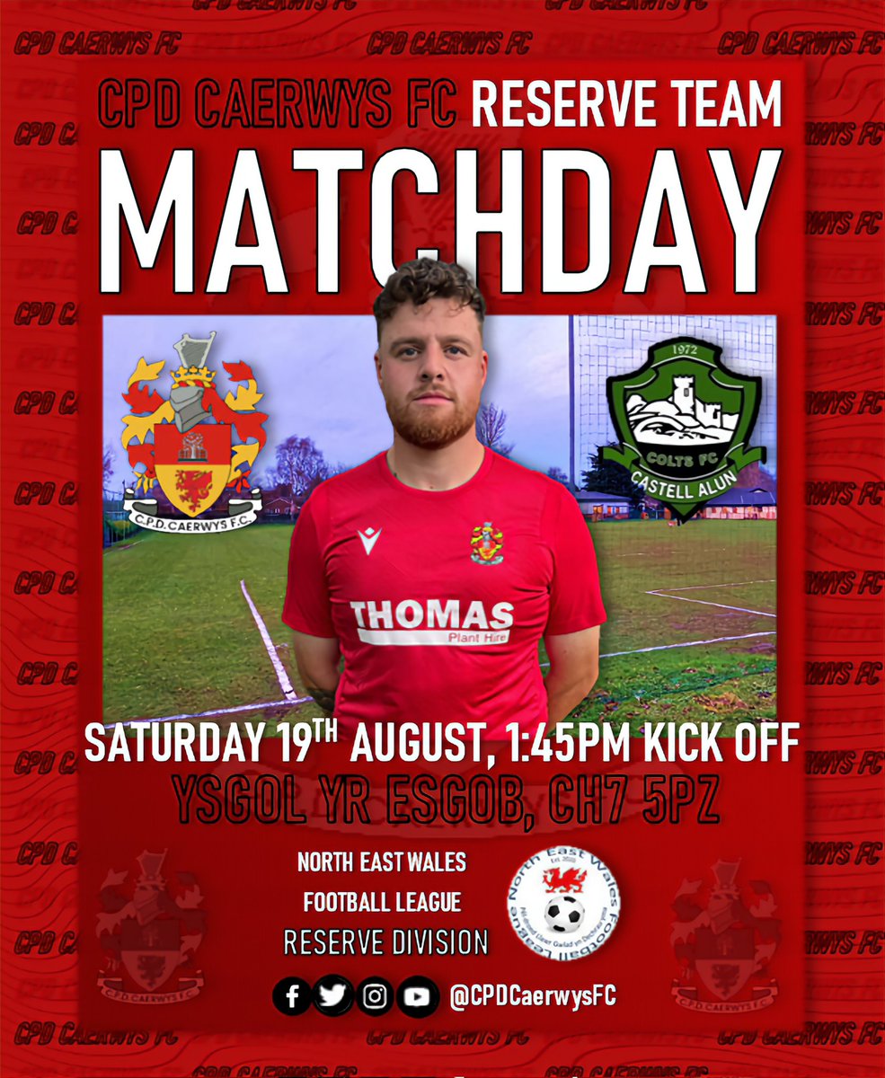 CPDCaerwysFC's tweet photo. ⚽️𝗨𝗣𝗖𝗢𝗠𝗜𝗡𝗚 𝗙𝗜𝗫𝗧𝗨𝗥𝗘𝗦⚽️

Two games coming up this week!

Our First Team travel to @LexFootballClub on Friday, before the Reserves host @CastellAlunFC on Saturday afternoon!

Details for both games can be found below👇

#CPDCaerwysFC🔴⚫️ https://t.co/ixBQSMc1C9