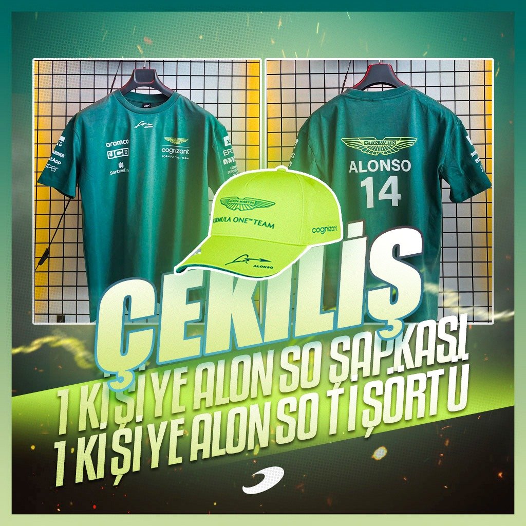 🔥 ÇEKİLİŞ VAKTİ🔥

ㅤ🎁 Bir kişiye orijinal Fernando Alonso şapkası,
ㅤ🎁 Bir kişiye Fernando Alonso tişörtü hediye!

Katılmak için yapmanız gerekenler: 
ㅤ⚫ <a href="/motorsportcomtr/">Motorsport Türkiye</a> 'yi takip etmek 
ㅤ⚫ Bu tweeti RT'lemek

🗓️ Son katılım 22 Ağustos 21:00, bol şans!