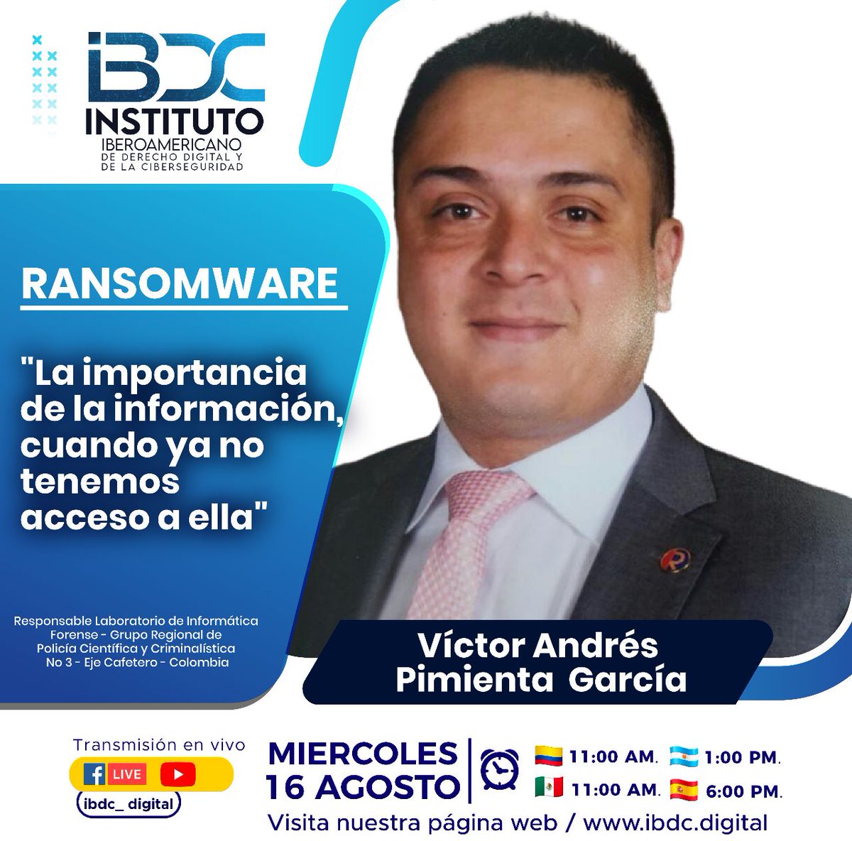 IBDC_digital's tweet photo. No te pierdas esta interesante charla en nuestros miércoles de IBDC, ayudando y comprometidos con la Cibercultura empresarial y ciudadana. #Cibercultura #DerechoDigital #Ciberseguridad https://t.co/zFsDTqdIpX