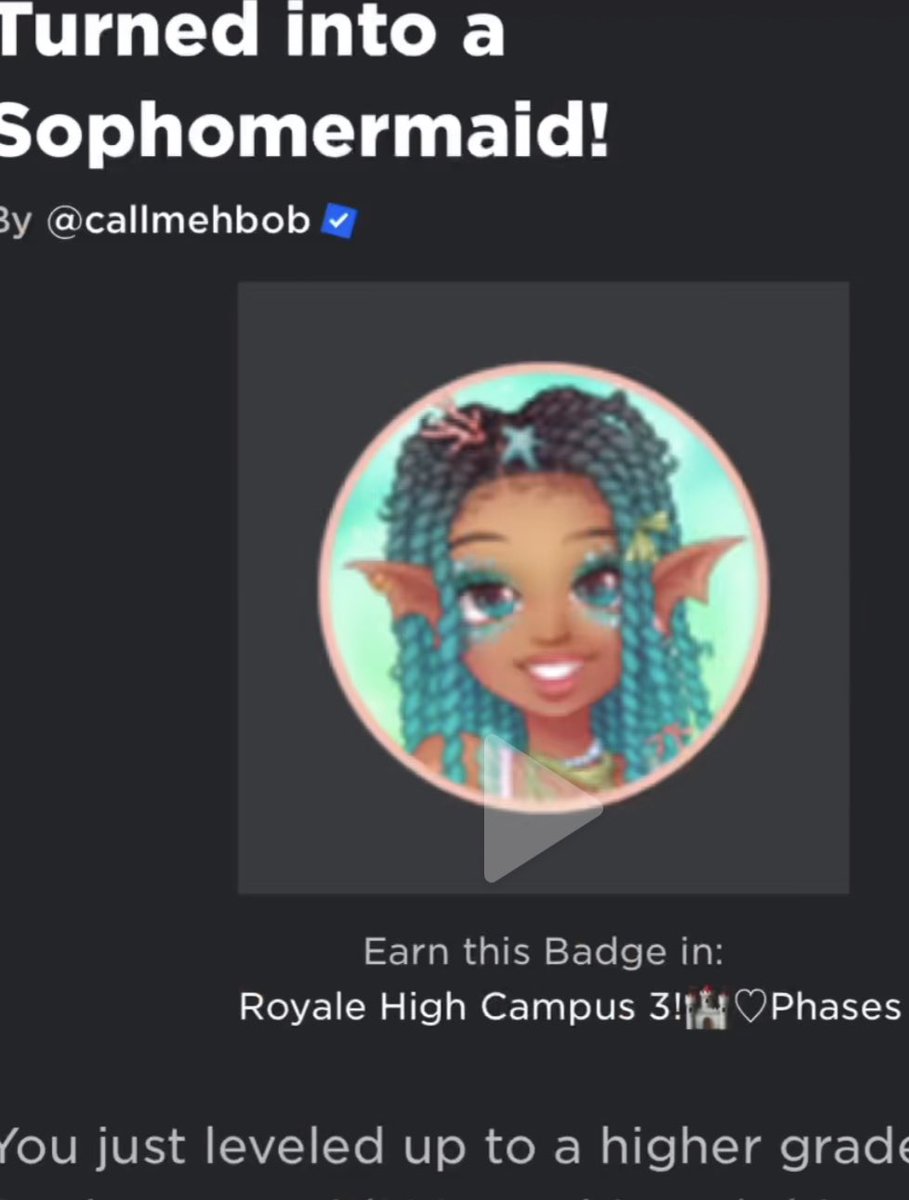 My theory about the Freshwater Fairy badge!

You guys know how there is Freshman, Sophmore etc.

The “Fresh”water fairy Badges only pop up randomly. So that must mean your earned a freshman badge because of your playtime!

#royalehigh #royalehighcampus3