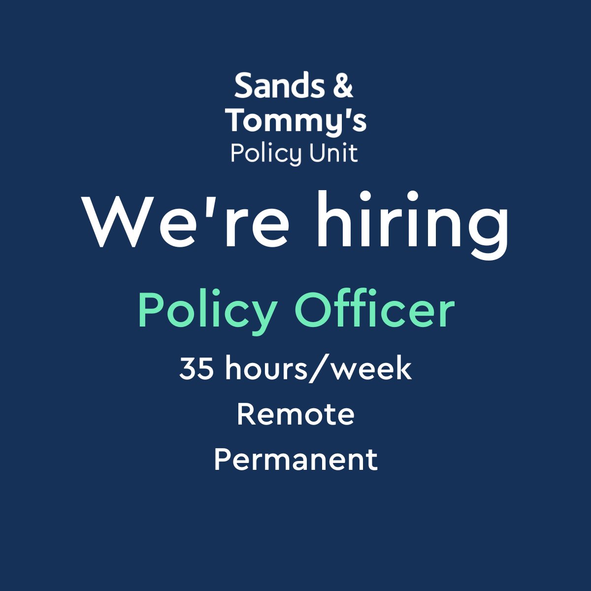 📣 We're hiring We're looking for a Policy Officer to join our Joint Policy Unit with @SandsUK. Working on a range of projects and outputs, the Policy Officer will support the unit in delivering on its programme of policy work. Find out more and apply: bit.ly/3Yx0fWh