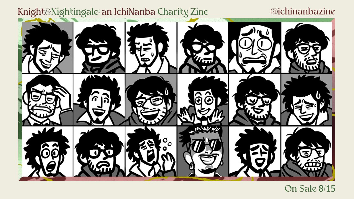 I've been busy- MAKING A SILLY 24-PAGE COMIC FOR THE AMAZING @ichinanbazine! Here's a small sample of the many expressions in it. If you're a fan of bad puns and light Yakuza substories, you will enjoy this! Order your copy NOW! 🎉