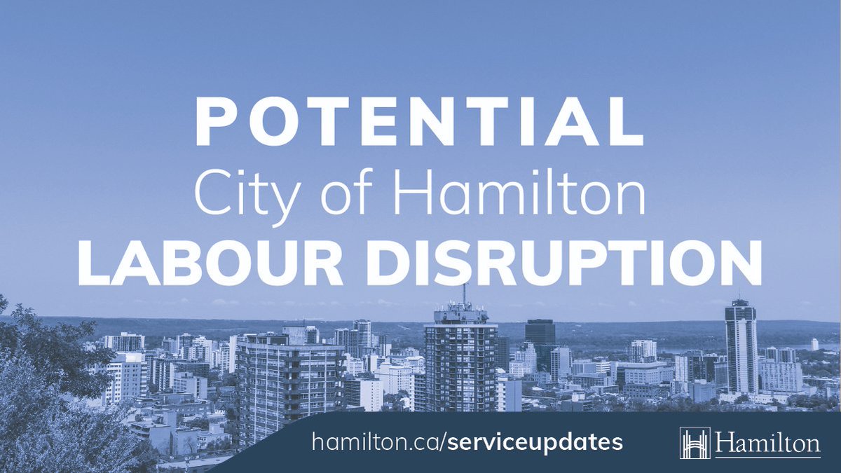 cityofhamilton's tweet photo. Labour negotiations have been ongoing between the City of Hamilton &amp; CUPE Local 5167 for several months. There is potential for Hamilton's public services to face a labour disruption as of 12:01am on August 21. Here's a list of possible service impacts at: https://t.co/IT3Ehy0LuI https://t.co/y3L25v1C6C