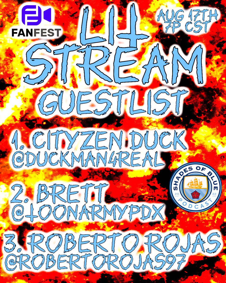 shadesofbluenw's tweet image. THIS THURSDAY AT 7P CST ON @FanFestLive 
Register FREE &amp;amp; Watch for FREE: fanfest.show/mancity/?fanfe…

Guests are @duckman4real, @RobertoRojas97, and @ToonArmyPDX! 

See you soon #shadygang #litstream #mancity #premierleague #livestream