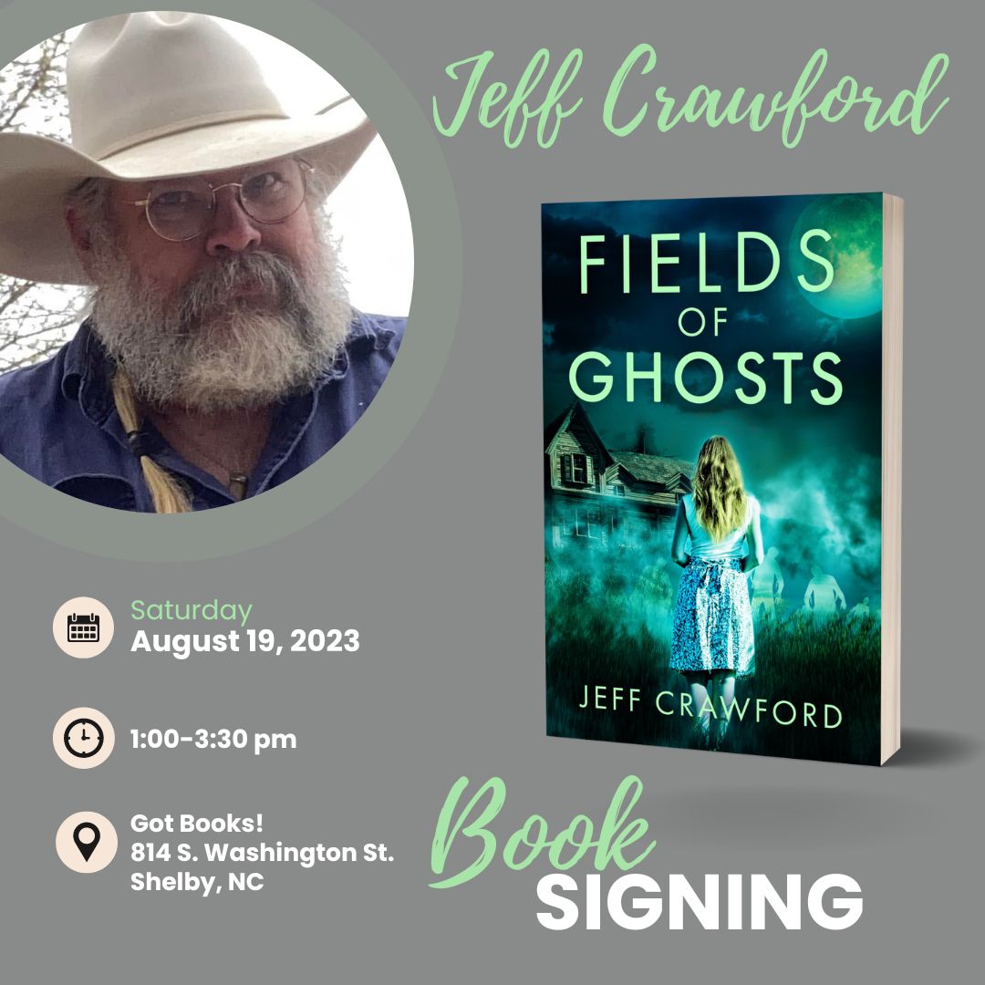 PublishingDs's tweet photo. Join Author Jeff Crawford at Got Books! in Shelby, North Carolina on August 19th from 1 to 3 pm for an exclusive book signing event, featuring his latest novel Fields of Ghosts.
#booksigning #GotBooks #ShelbyNC #thrillerbook #booksrecs #book #bookworms https://t.co/Q8ReRiPEdE